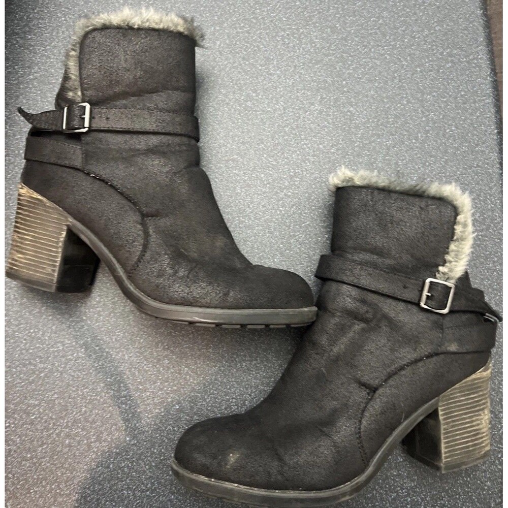 Shoe Dazzle heeled boots black size 9 Amira Black Y2K grunge BoHo